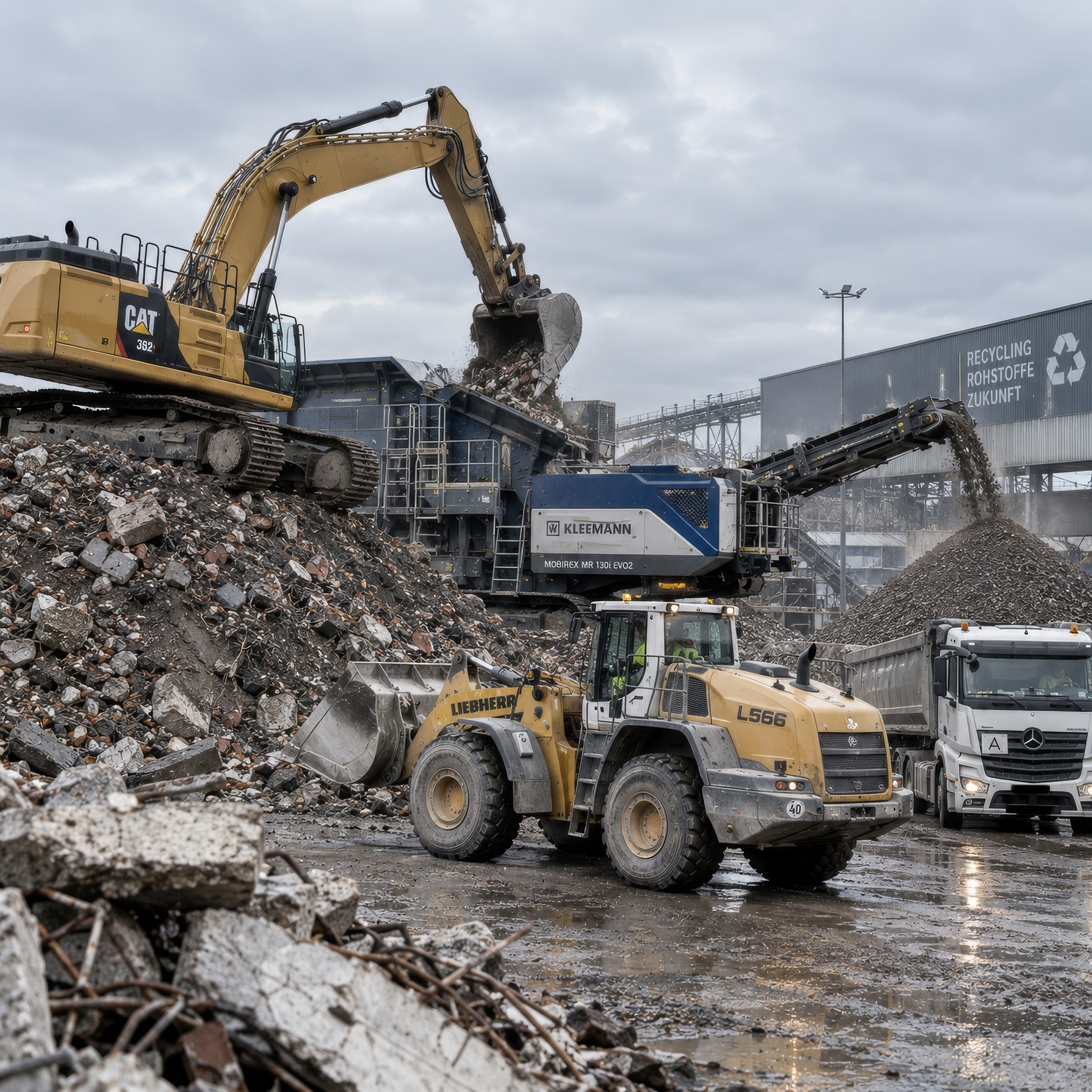 Bagger und Baumaschinen als Beispiel für Leasing und Finanzierung von Bau- und Recyclingtechnik